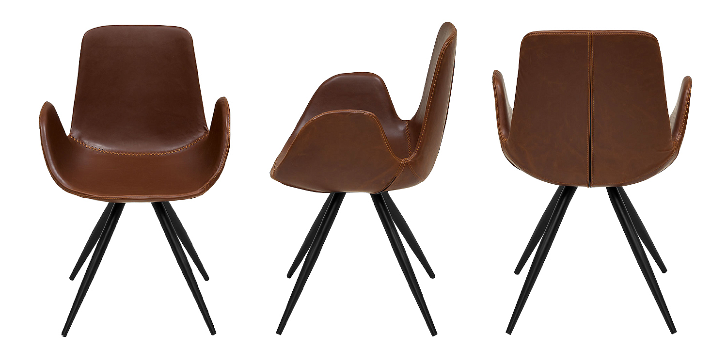 Стул коричневый с обивкой из эко-кожи Leigh Chair - Loft-Concept в Омске