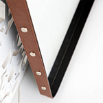 Зеркало прямоугольное в металлической раме с кожаной отделкой Loft in Reflection варинант исполнения - 3 | Loft Concept в Омске