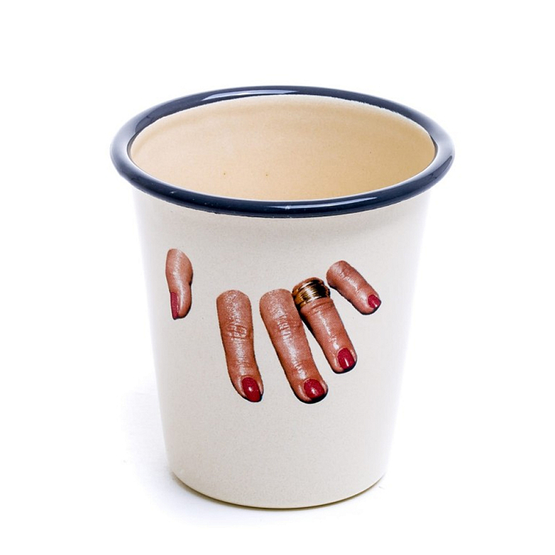 Стакан Seletti Enamel Fingers Бежевый Мульти в Омске | Loft Concept 