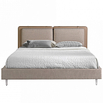 Кровать двуспальная серая с изголовьем из экокожи и ткани Modern Look варинант исполнения - 3 | Loft Concept в Омске