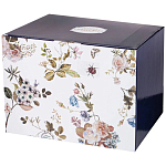 Чайный сервиз из фарфора темно-синий с рисунком цветов на 6 персон 14 предметов 300 мл Garden Whisper Porcelain Set  варинант исполнения - 4 | Loft Concept в Омске