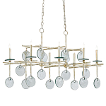 Люстра линейная с круглыми прозрачными подвесками  Horizontal Rectangular Chandelier варинант исполнения - 2 | Loft Concept в Омске