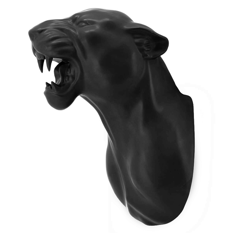 Аксессуар на стену Пантера матовая Abhika LEOPARD HEAD HANGING Черный матовый в Омске | Loft Concept 