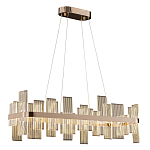 Люстра подвесная прямоугольная с рифлёными прозрачными элементами и золотым основанием Aurea Vista варинант исполнения - 1 | Loft Concept в Омске