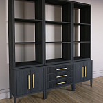 Модульный стеллаж Primo из трех составных элементов Черный дуб варинант исполнения - 3 | Loft Concept в Омске