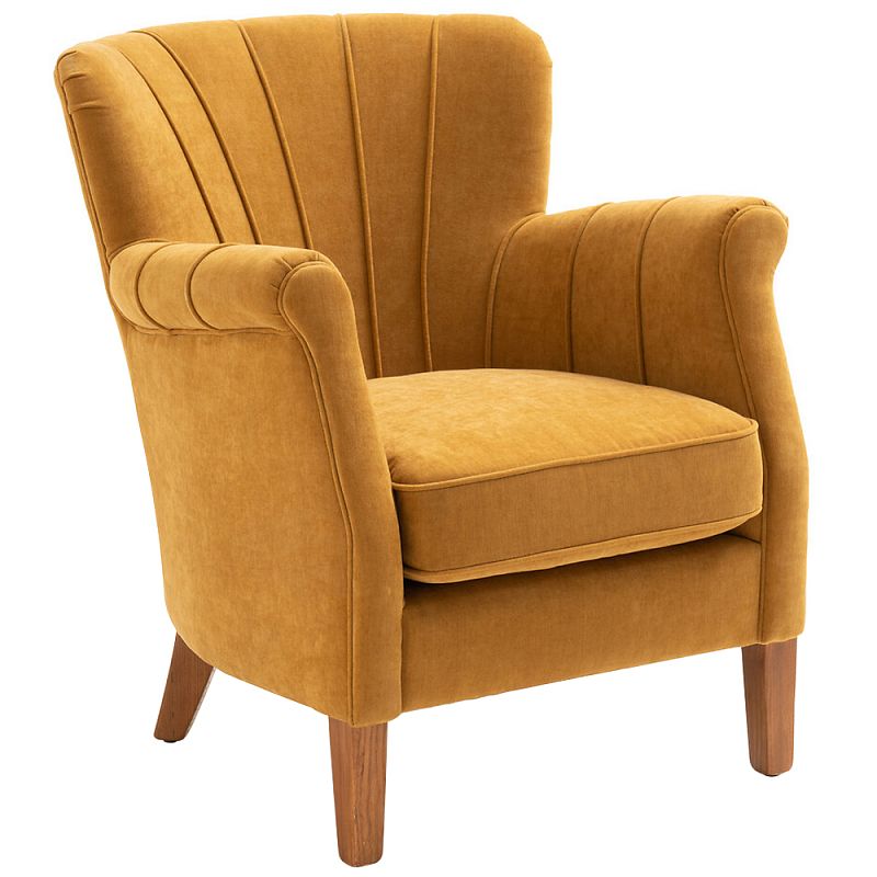 Кресло велюровое на ножках из массива ясеня Jessie Armchair Горчичный Древесина Кресло велюровое на ножках из массива ясеня Jessie Armchair Горчичный Древесина в Омске | Loft Concept