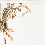 Люстра подвесная круглая с тканевым полупрозрачным абажуром и подвесками 6 ламп Gilded Elegance варинант исполнения - 6 | Loft Concept в Омске