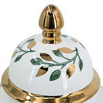 Ваза белая с крышкой с рисунком зеленых и золотых листьев 40 см Chinoiserie Ceramics варинант исполнения - 1 | Loft Concept в Омске