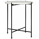 Кофейный столик с круглой разноцветной столешницей на 4-х черных ножках Multicolored Stone Composite варинант исполнения - 1 | Loft Concept в Омске