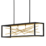 Люстра прямоугольная черного цвета с декором в виде ветвей в золотой отделке Hinkley варинант исполнения - 1 | Loft Concept в Омске