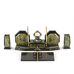 Настольный письменный набор из змеевика с часами и таблетницей Successful Leader варинант исполнения - 1 | Loft Concept в Омске