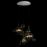 Люстра подвесная с прозрачными бирюзовыми стеклянными шарами и круглым основанием 3 лампы Giopato & Coombes варинант исполнения - 2 | Loft Concept в Омске