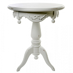 Стол приставной круглый белого цвета из массива бука с легкими потертостями White Provence варинант исполнения - 1 | Loft Concept в Омске