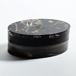 Шкатулка из эпоксидной смолы с цветами черная Epoxy Resin Oval Box Black варинант исполнения - 4 | Loft Concept в Омске