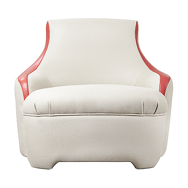 Премиальное кресло с вставками из кожи Holland Белый Коралловый в Омске | Loft Concept 