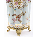 Ваза голубого цвета из фарфора с цветочным рисунком и бронзовой стрекозой Blue Garden варинант исполнения - 3 | Loft Concept в Омске