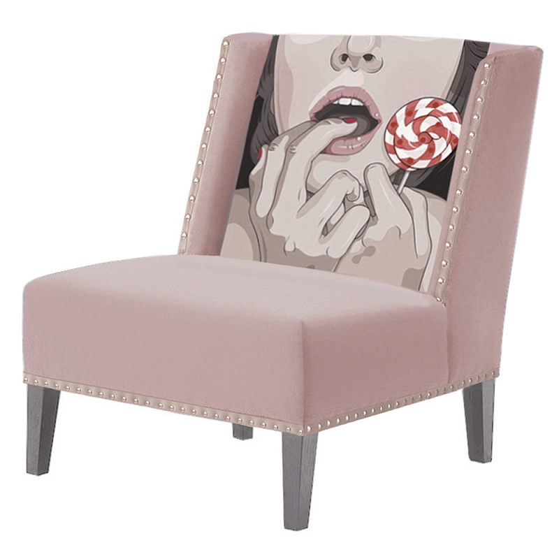 FUN Armchair Lollipop Pink Дизайнерское кресло с цветным принтом Розовый пастельный в Омске | Loft Concept 