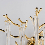 Бра золотого цвета с разветвленными ветвями и длинными прозрачными подвесками в форме стеклянных сосулек Droplet Chandelier варинант исполнения - 5 | Loft Concept в Омске