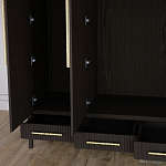 Большой Шкаф Primo Темный орех с 3 дверьми и 3 выдвижными ящиками варинант исполнения - 7 | Loft Concept в Омске