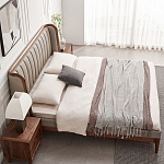 Кровать двуспальная с мягким изголовьем Moon Walnut Bed варинант исполнения - 4 | Loft Concept в Омске