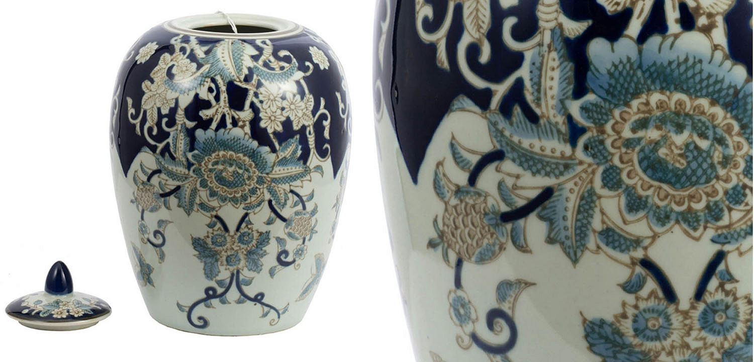 Ваза с крышкой Blue & White Ornament Vase barrel Ваза с крышкой Blue & White Ornament Vase barrel - Loft-Concept в Омске