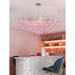 Люстра овальная с розовыми стеклянными подвесками в форме капель FAIRYTREE Light варинант исполнения - 3 | Loft Concept в Омске