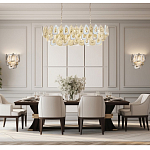 Люстра овальная с многослойными белыми и прозрачными подвесками Character Chandelier варинант исполнения - 6 | Loft Concept в Омске