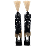 Комплект из 2-х деревянных статуэток Asmat Straw Headdress Statuettes Black варинант исполнения - 4 | Loft Concept в Омске