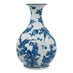 Ваза с мотивами цветущего сада с попугаями Blue Vase Inspired by Nature варинант исполнения - 2 | Loft Concept в Омске