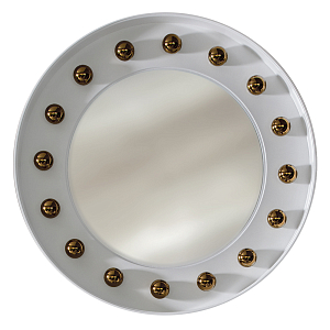 Зеркало белое с круглыми золотыми декоративными элементами Prince of the Church