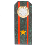 Часы погон ВС подарочные настольные из натурального камня Змеевик Military Clock варинант исполнения - 7 | Loft Concept в Омске