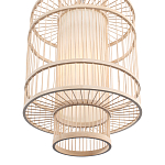 Подвесной светильник из деревянных прутьев с плафоном из натуральной ткани Light Inside the Cell варинант исполнения - 5 | Loft Concept в Омске