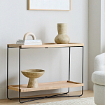 Консоль деревянной столешницей и полкой Wooden Table Top and Shelf варинант исполнения - 6 | Loft Concept в Омске