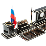 Настольный письменный набор с часами из природного камня обсидиана Team leader варинант исполнения - 3 | Loft Concept в Омске