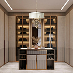 Люстра подвесная круглая с тканевым полупрозрачным абажуром и подвесками 4 лампы Gilded Elegance варинант исполнения - 8 | Loft Concept в Омске