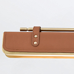 Подвесной светильник линейный латунного цвета в кожаном коричневом чехле и декоративными ремешками Alora варинант исполнения - 4 | Loft Concept в Омске