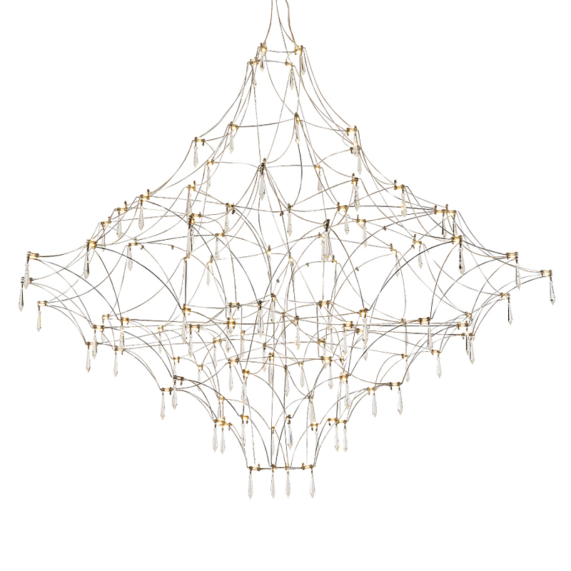 Люстра с тонким металлическим каркасом цвета хром Quasar Прозрачный Хром в Омске | Loft Concept 