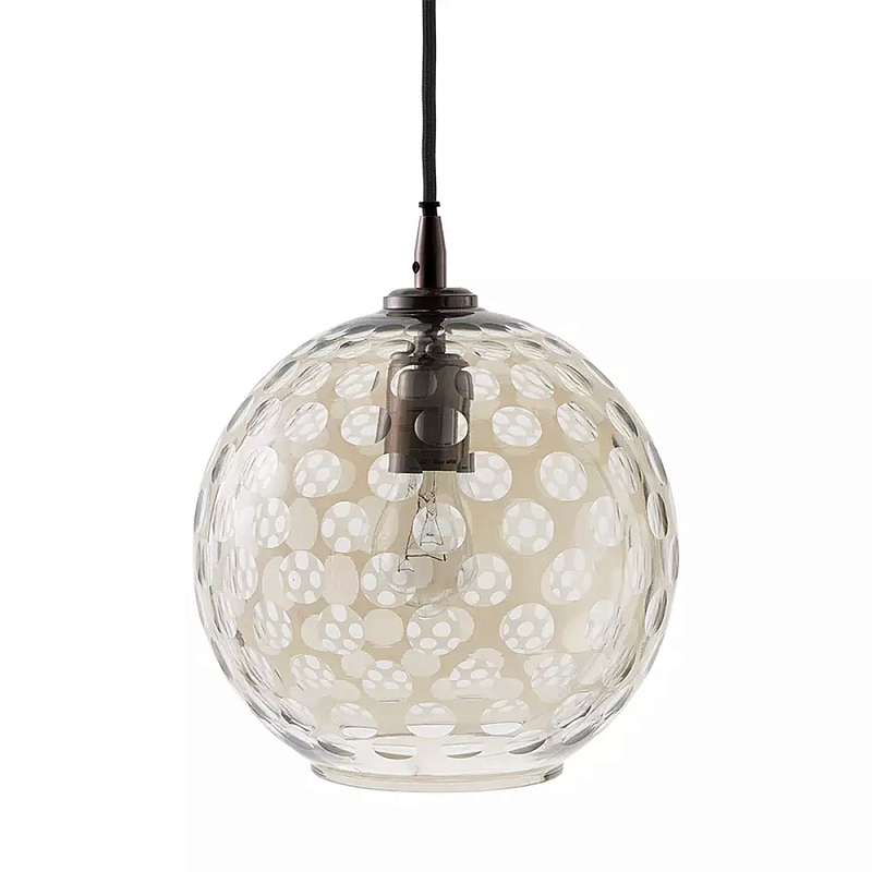 Подвесной светильник с плафоном в форме шара из стекла с рельефным узором Glass Pattern Lamp Коричневый в Омске | Loft Concept 