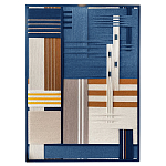 Панно из шнура Синяя геометрическая абстракция wall panel line Blue варинант исполнения - 4 | Loft Concept в Омске