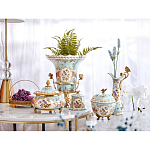 Кувшин с цветочным рисунком и бронзовой ручкой Blue Garden варинант исполнения - 7 | Loft Concept в Омске