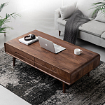 Кофейный стол из массива дерева с выдвижными ящиками Coffee Walnut Table варинант исполнения - 1 | Loft Concept в Омске