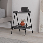 Стол приставной с 2-мя круглыми столешницами цвета антрацит ESSEL SIDE TABLE ANTHRACITE варинант исполнения - 3 | Loft Concept в Омске