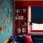 Обои с вышивкой ручной работы Flora Rio colourway on Liso Pine wool sateen варинант исполнения - 2 | Loft Concept в Омске