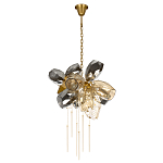 Люстра подвесная со стеклянными плафонами из дымчатого и золотистого с шестью вертикальными подвесками Gilded Mirage  варинант исполнения - 2 | Loft Concept в Омске