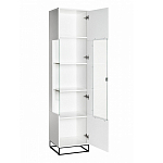 Шкаф-витрина белая с полками и стеклянной дверью Strict Lines варинант исполнения - 2 | Loft Concept в Омске