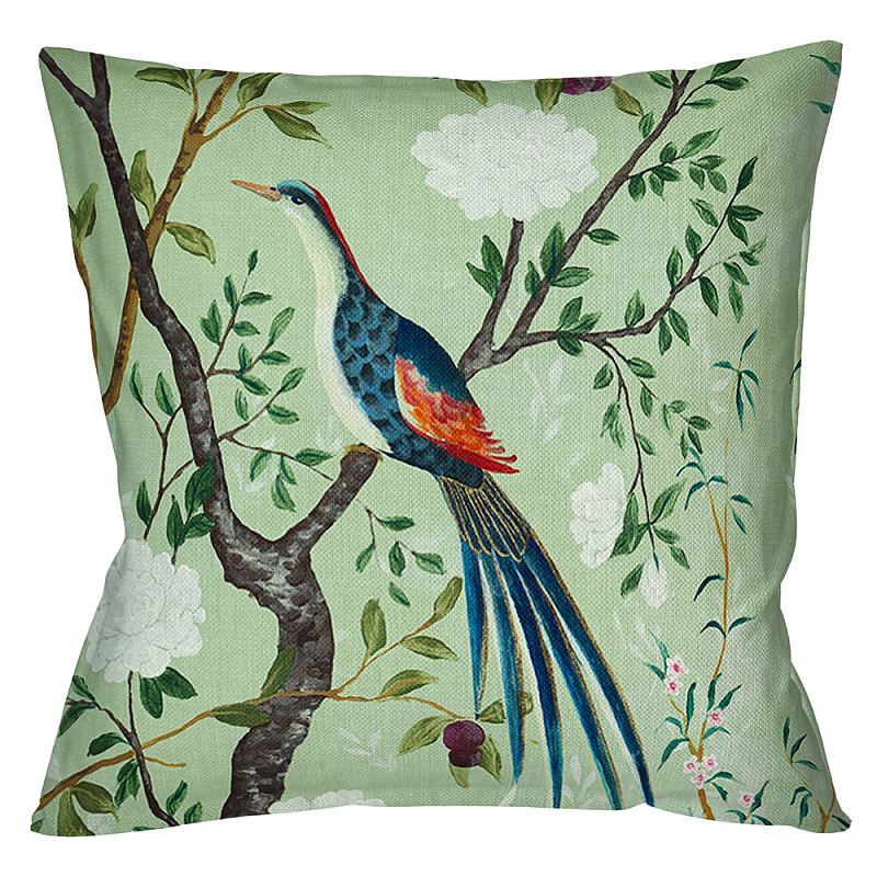 Декоративная подушка Beige and Green Chinoiserie 5 Зеленый шалфей Бежевый Декоративная подушка Beige and Green Chinoiserie 5 Зеленый шалфей Бежевый в Омске | Loft Concept