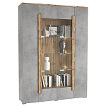 Шкаф-витрина с фасадом серого цвета 4-х дверная Grace of Furniture варинант исполнения - 1 | Loft Concept в Омске