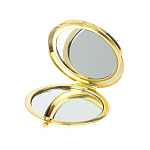 Зеркало карманное складное круглое из натурального камня Малахит с Хризоколлой в подарочной упаковке Gold Stone Mirrors варинант исполнения - 3 | Loft Concept в Омске