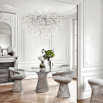 Люстра подвесная с прозрачными стеклянными подвесками в форме капель Диаметр 100 см Droplet Chandelier варинант исполнения - 21 | Loft Concept в Омске