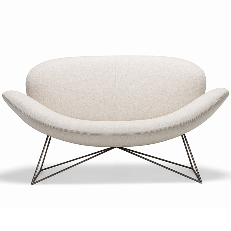 Дизайнерский двухместный диван Gio Ponti D.157.6 - DUE FOGLIE Sofa Молочный Черный Дизайнерский двухместный диван Gio Ponti D.157.6 - DUE FOGLIE Sofa Молочный Черный в Омске | Loft Concept